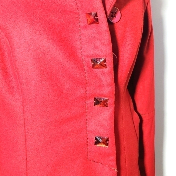 KENSOL- Womens Red Wool/Silk Blend Edgy Chic Jacket Coat New! Sz.Medium - Picture 4 of 14
